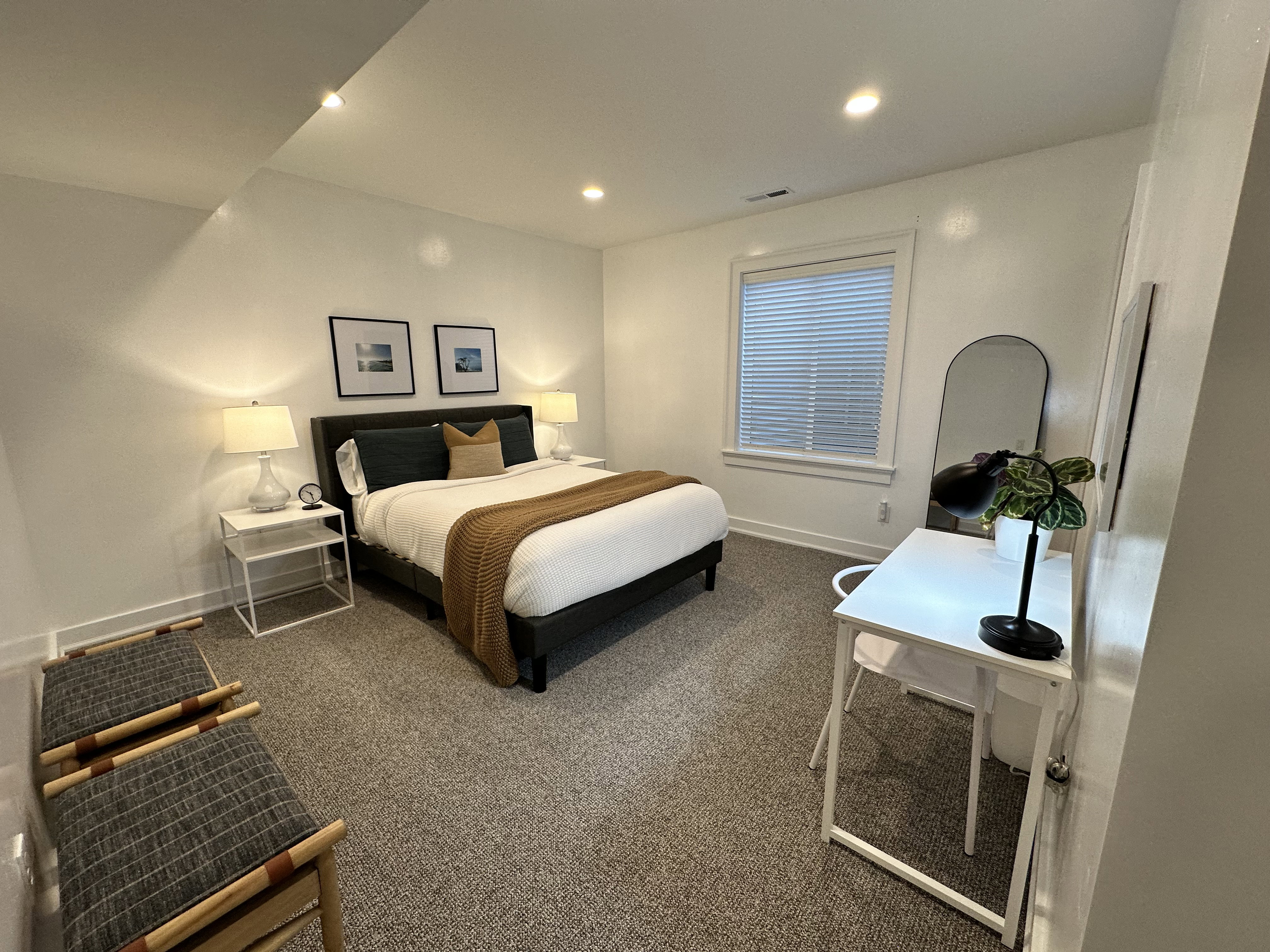 #1 Basement Bedroom featuring dark colored carpet and recessed lighting