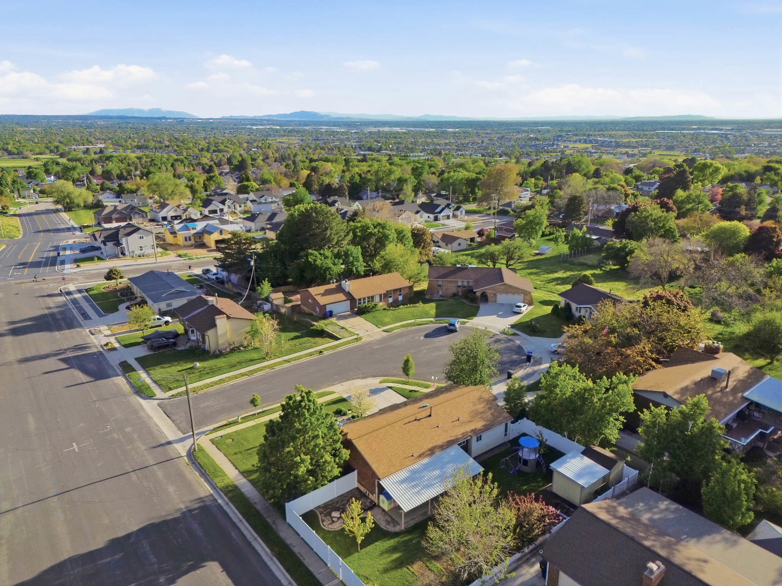 Aerial view of residential area