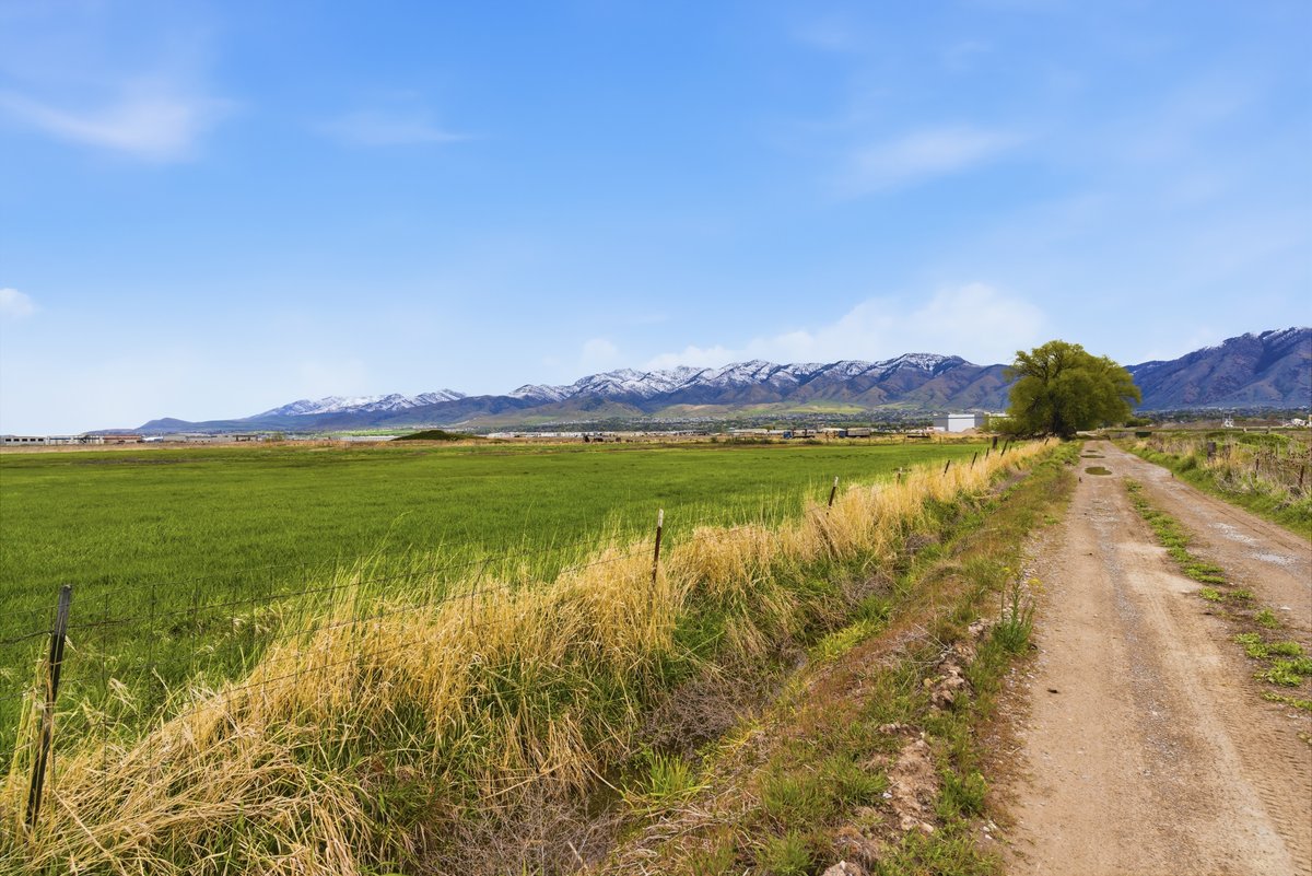 View of mountain background featuring rural landscape
