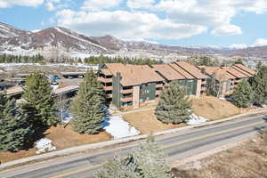 Aerial view of a mountain backdrop