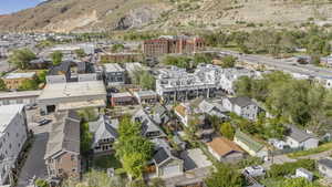 Drone / aerial view of a mountain backdrop