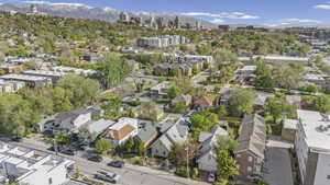 Bird's eye view of a mountain backdrop