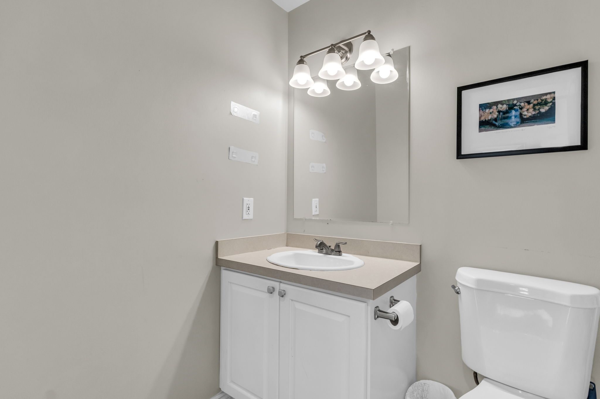 Bathroom with vanity and toilet