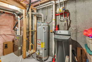 Utility room featuring water heater