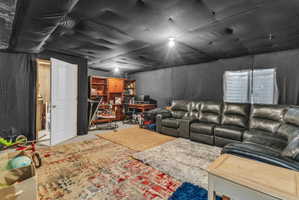 Basement with an office area