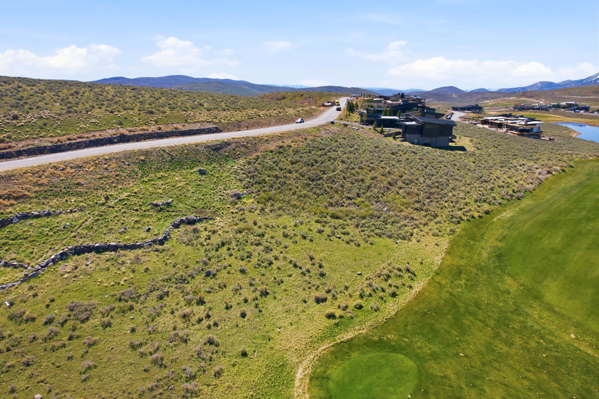 Aerial view of a mountain backdrop