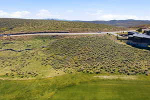 Drone / aerial view of a mountain backdrop