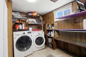 Excellent storage in basement laundry room