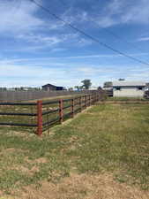 View of fenced backyard