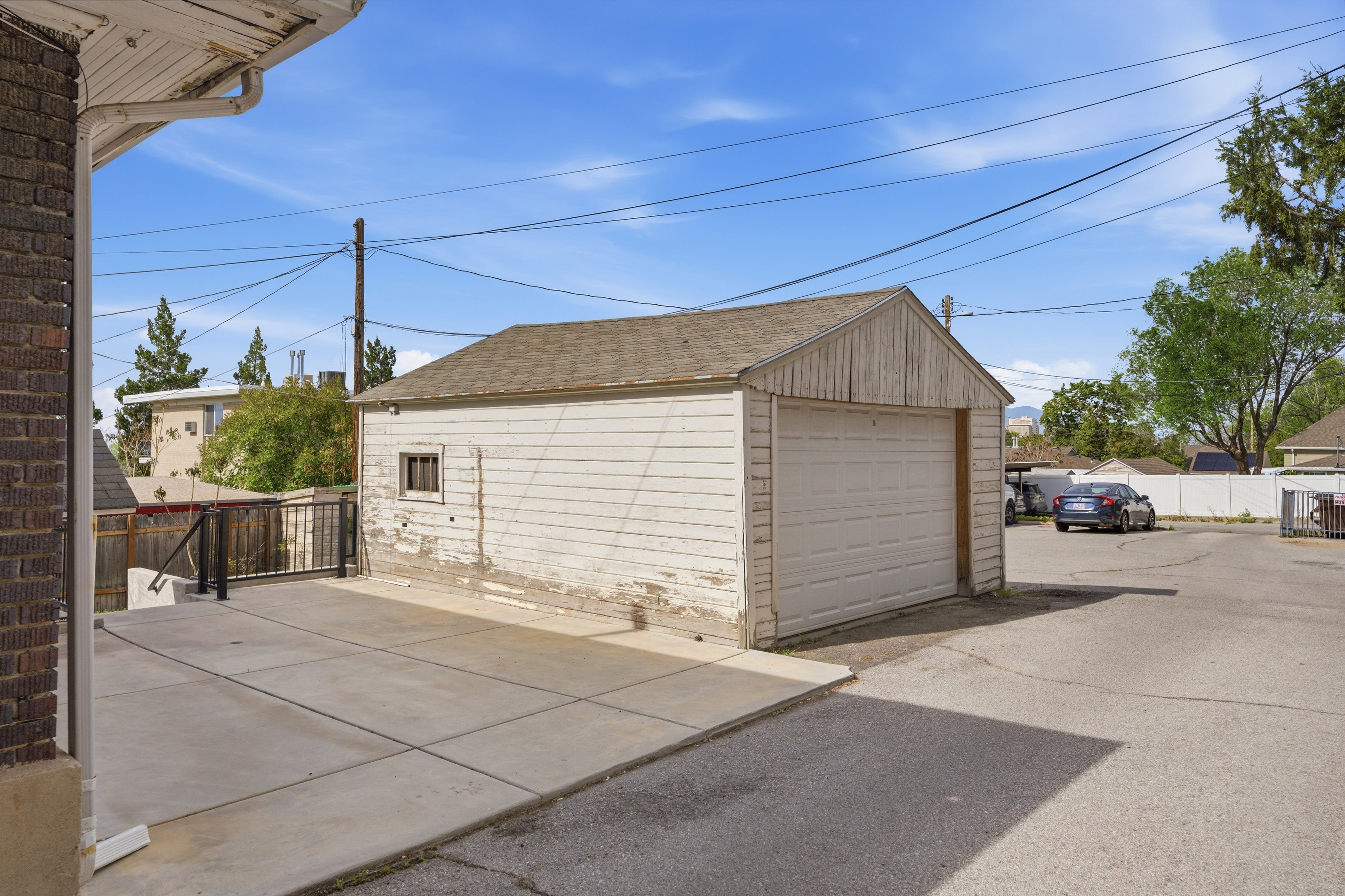 View of detached garage