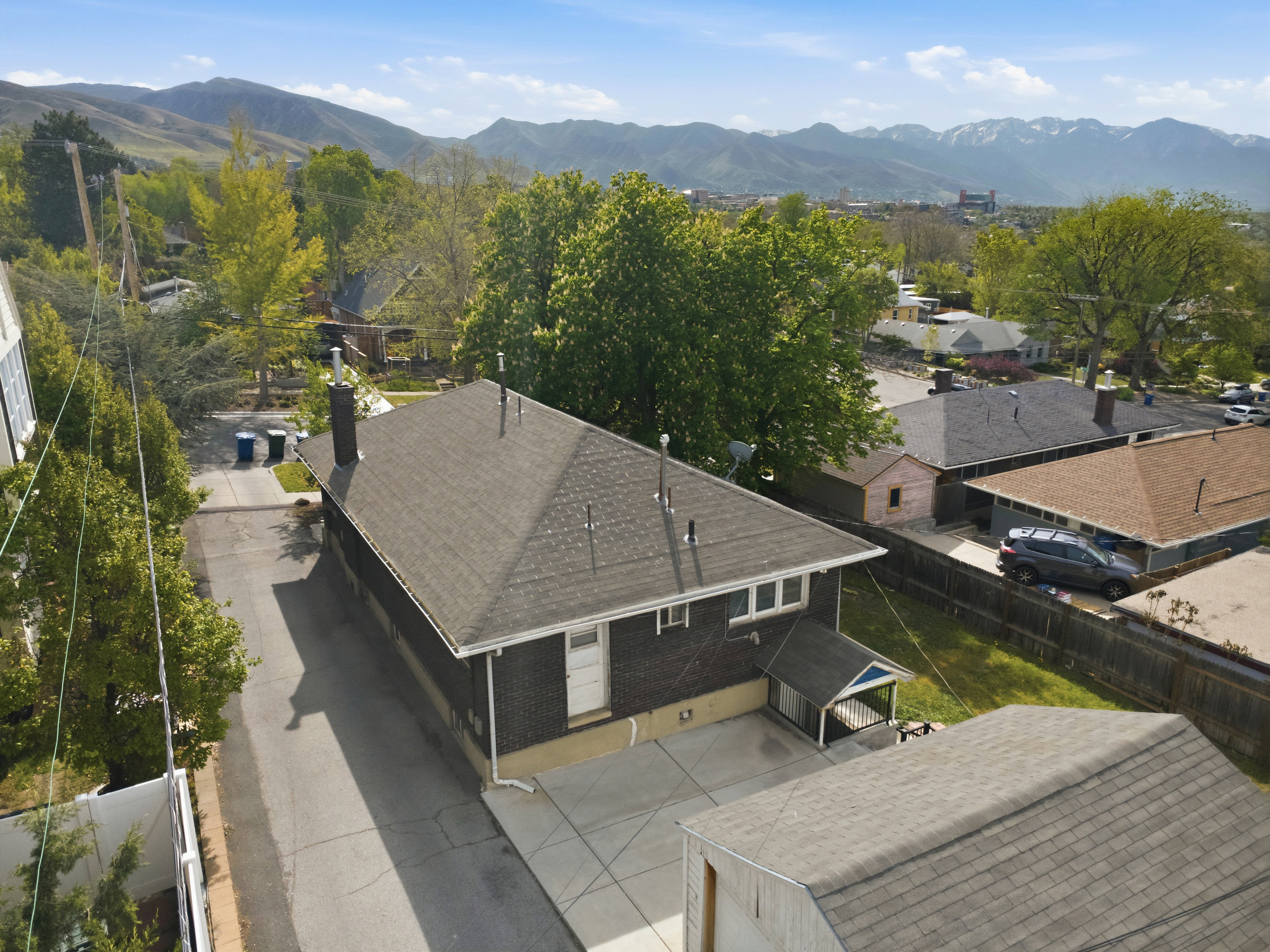 Bird's eye view of a mountain backdrop