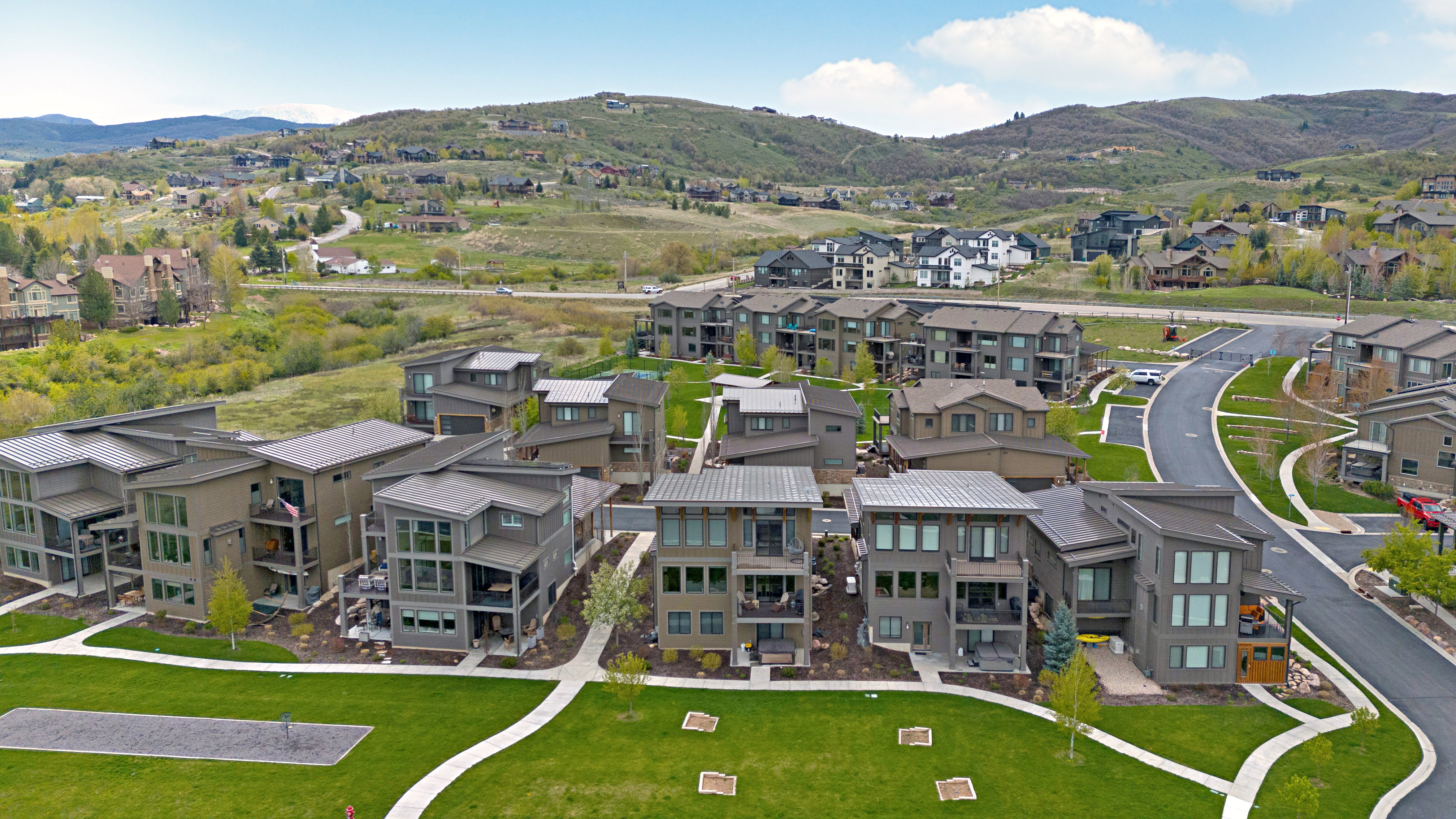 Aerial View of Community showing Bocce Ball Pits