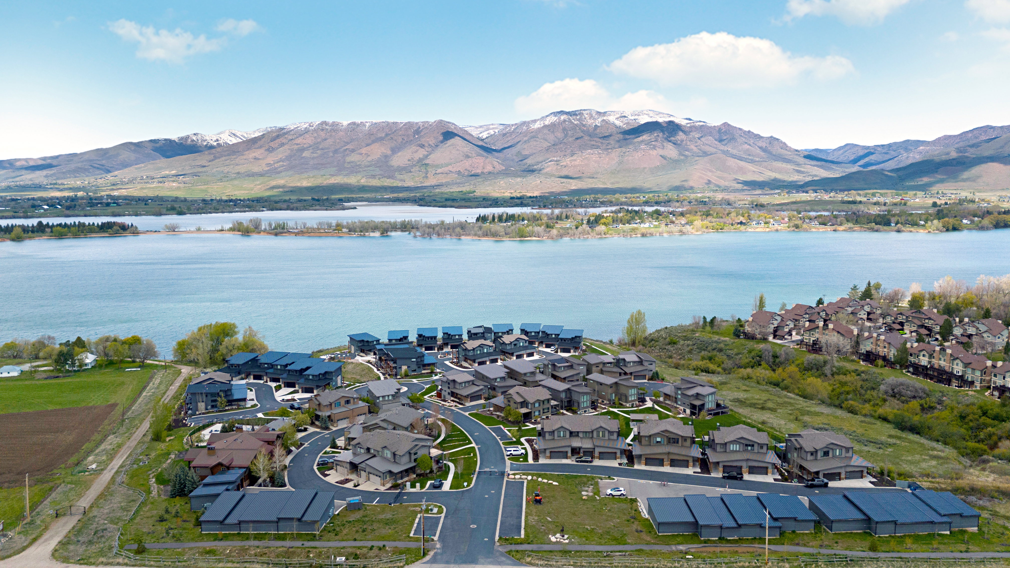 Aerial View of Community, Garages and Lake Views!