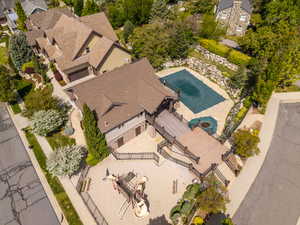 Aerial perspective of suburban area