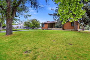 View of yard featuring covered porch