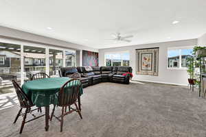 Expansive area for those family get-togethers with views of the 2nd story deck that allows you to enjoy the expansive views of the mountains and pool area. Featuring a ceiling fan, recessed lighting, and a textured ceiling