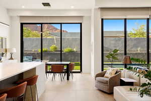 Living area with recessed lighting