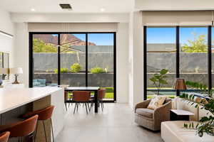 Living room with recessed lighting