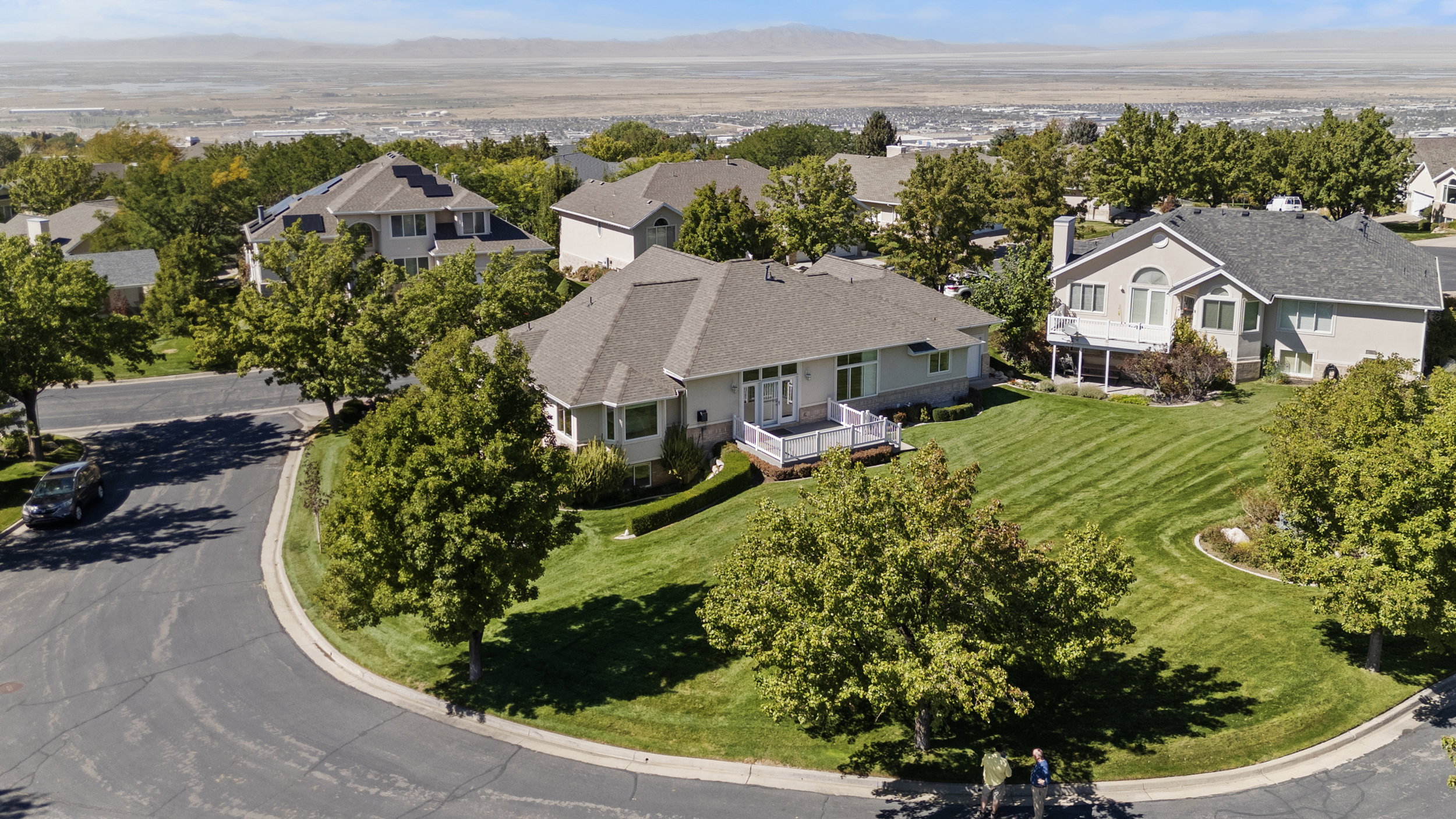 Aerial perspective of suburban area