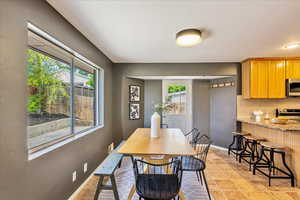 Dining space with baseboards