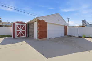 View of detached garage