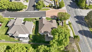 Aerial perspective of suburban area