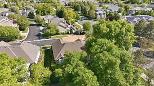Aerial perspective of suburban area