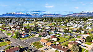 Aerial view of a mountain backdrop