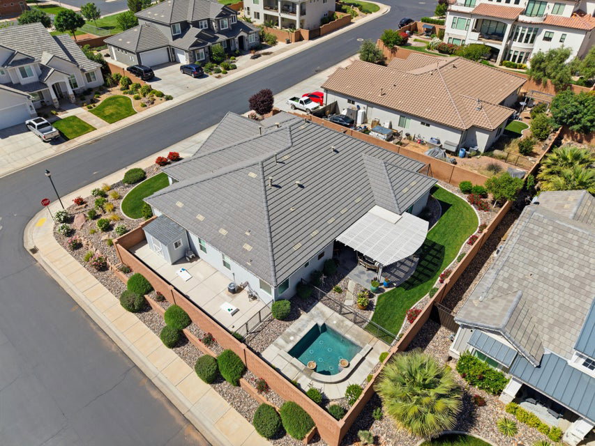 Aerial view of residential area