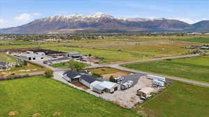Aerial view of a mountainous background