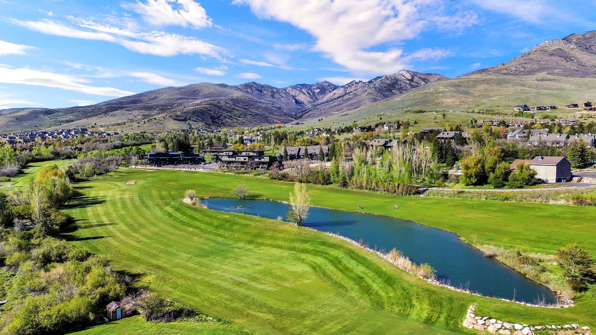 Drone of golf course view by building 4