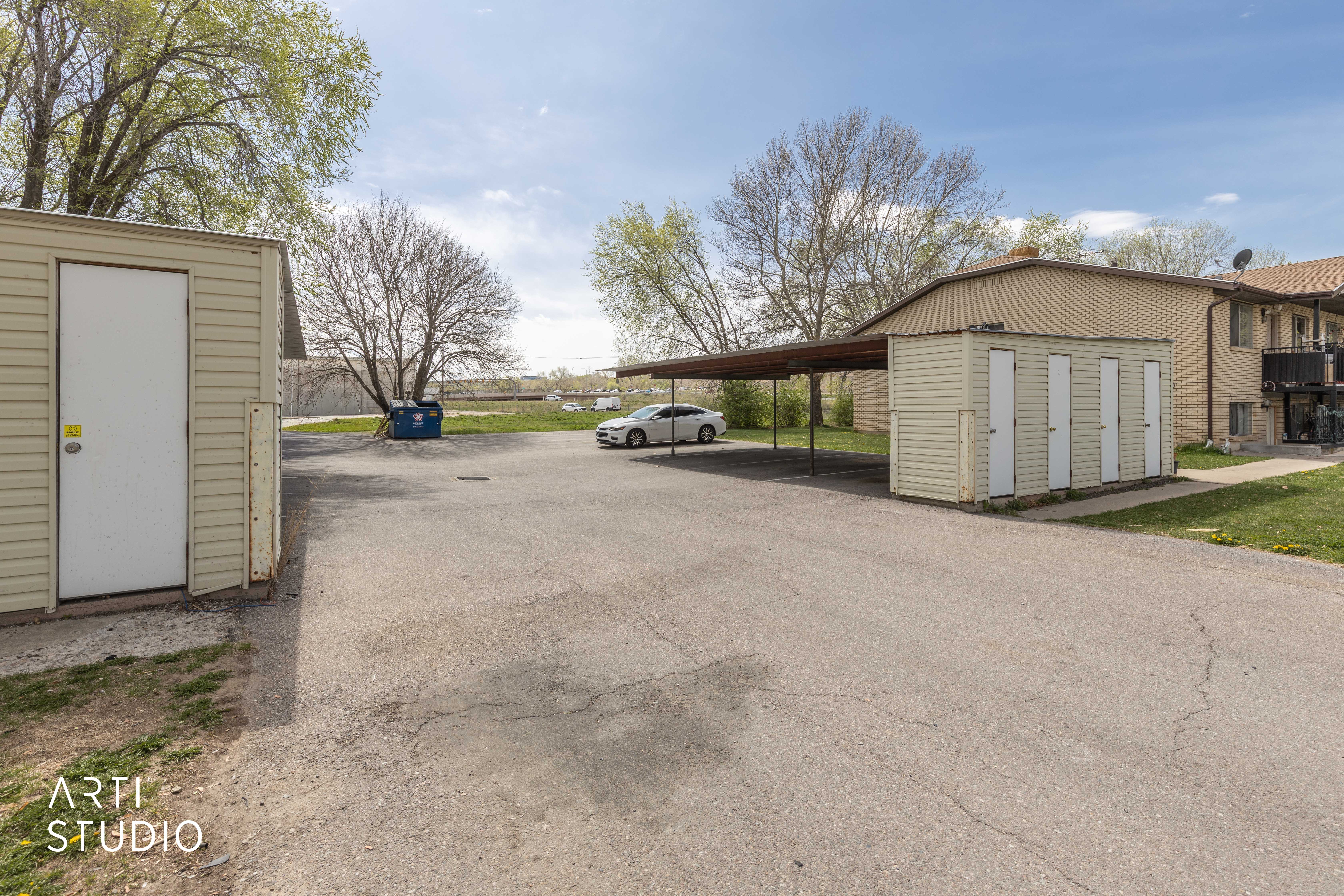 View of asphalt parking