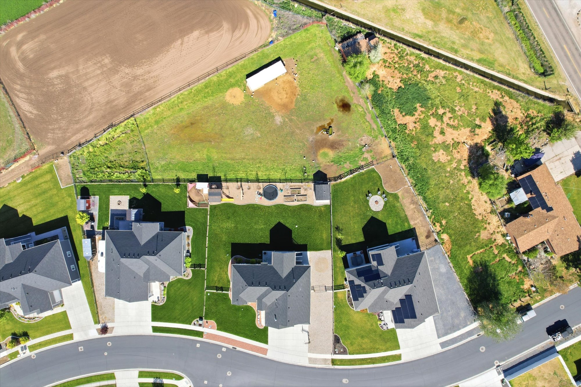 Aerial perspective of suburban area