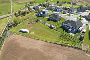Overview of rural landscape with nearby suburban area