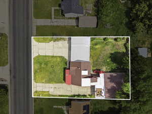 Aerial view of property's location with property boundaries highlighted