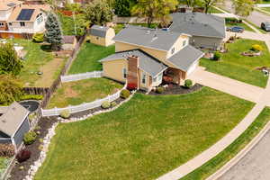 Aerial perspective of suburban area