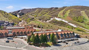 Drone / aerial view of a mountainous background