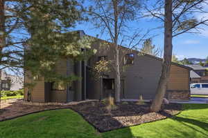Contemporary house featuring a front lawn
