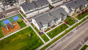 Aerial perspective of suburban area