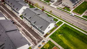 Aerial perspective of suburban area