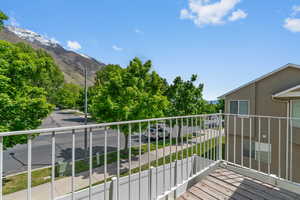 Balcony with a mountain view