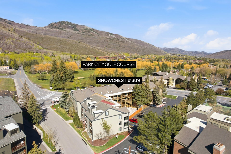Aerial perspective of suburban area featuring a mountain backdrop