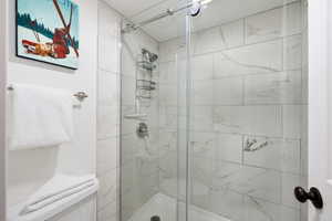 Bathroom with a stall shower
