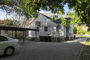 View of home's exterior featuring brick siding
