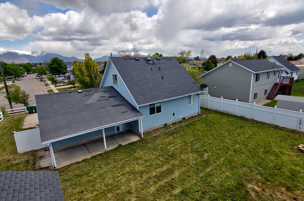 Aerial perspective of suburban area