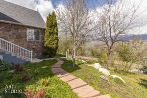View of yard with stairway