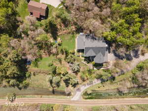 Drone / aerial view of a tree filled landscape