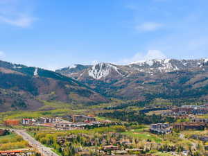 View of mountain and ski area