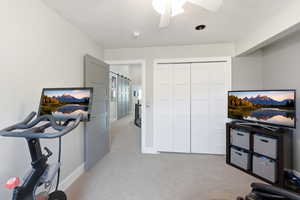 Bathroom with double vanity, healthy amount of natural light serving the 2 upstairs bedrooms