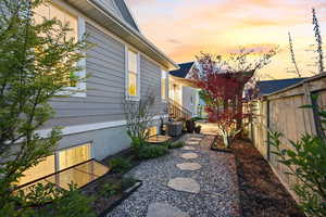View of yard at dusk